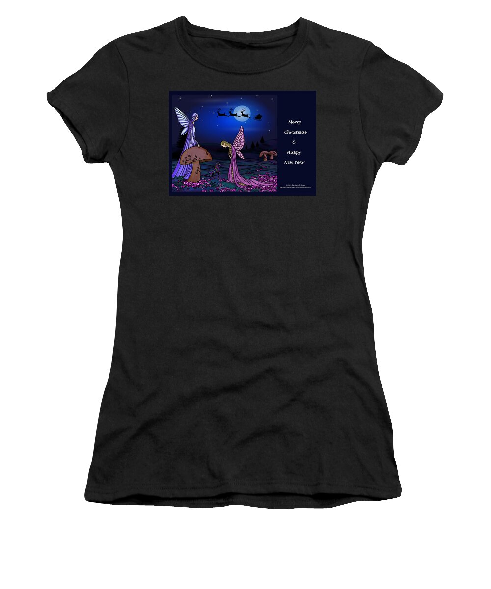 Fairy Christmas Women's T-Shirt featuring the digital art Fairy Christmas Card by Barbara St Jean