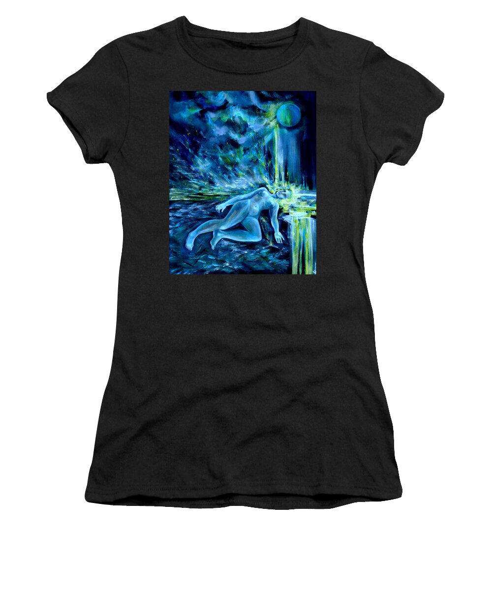 Fantasy Art Women's T-Shirt featuring the painting Fallen Star by Anna Duyunova
