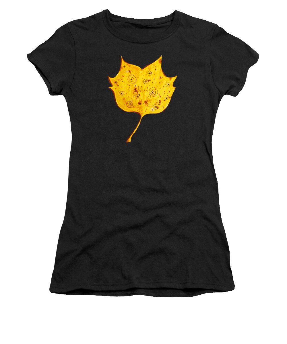 Autumn Women's T-Shirt featuring the digital art Fancy Yellow Autumn Leaf by Boriana Giormova
