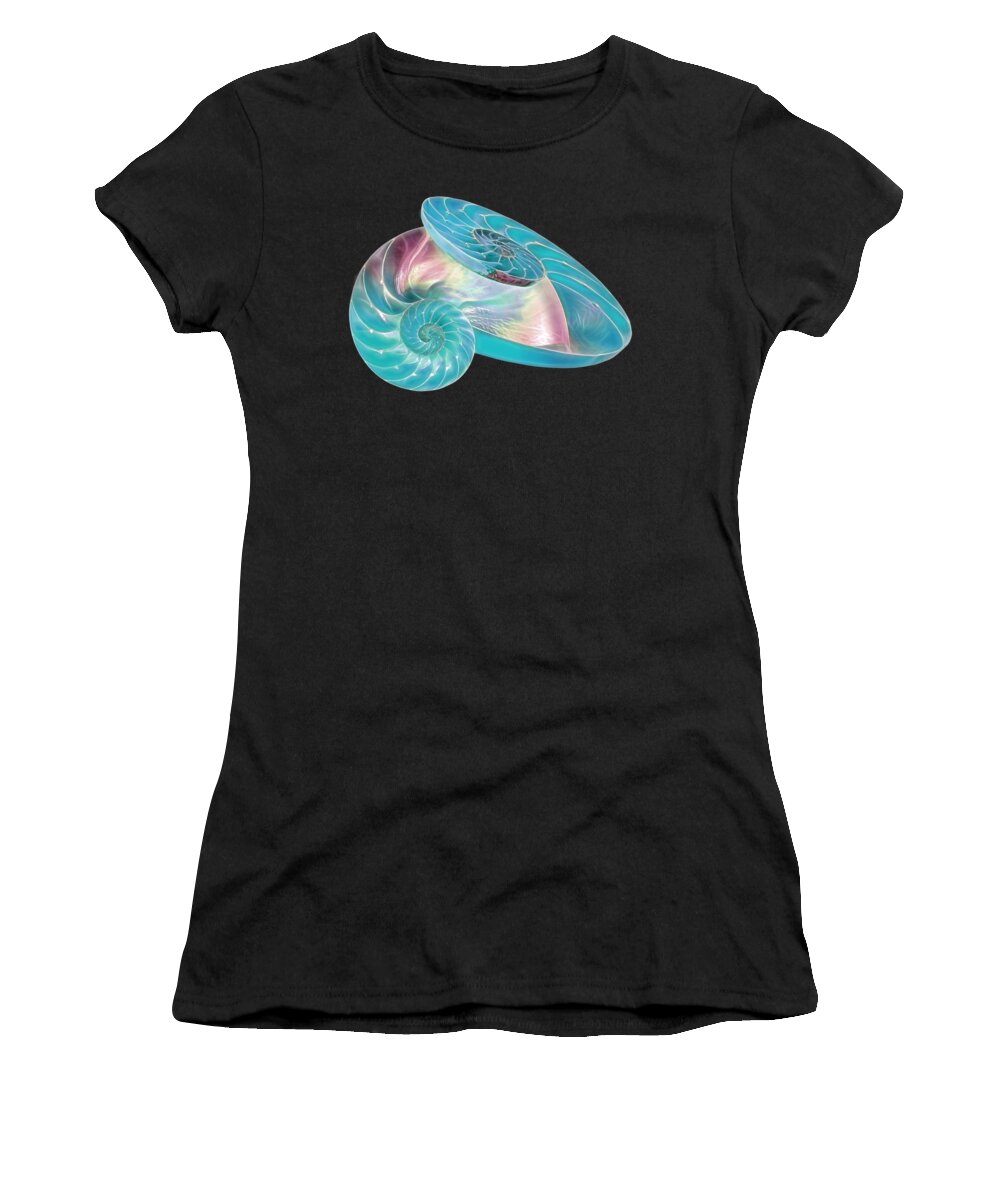 Nautilus Shell Women's T-Shirt featuring the photograph Fantasy Seashells Entwined by Gill Billington