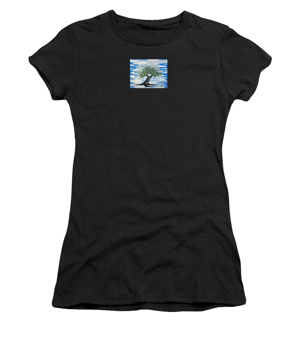 Father Women's T-Shirt featuring the drawing Father Love Tree by Aaron Bombalicki