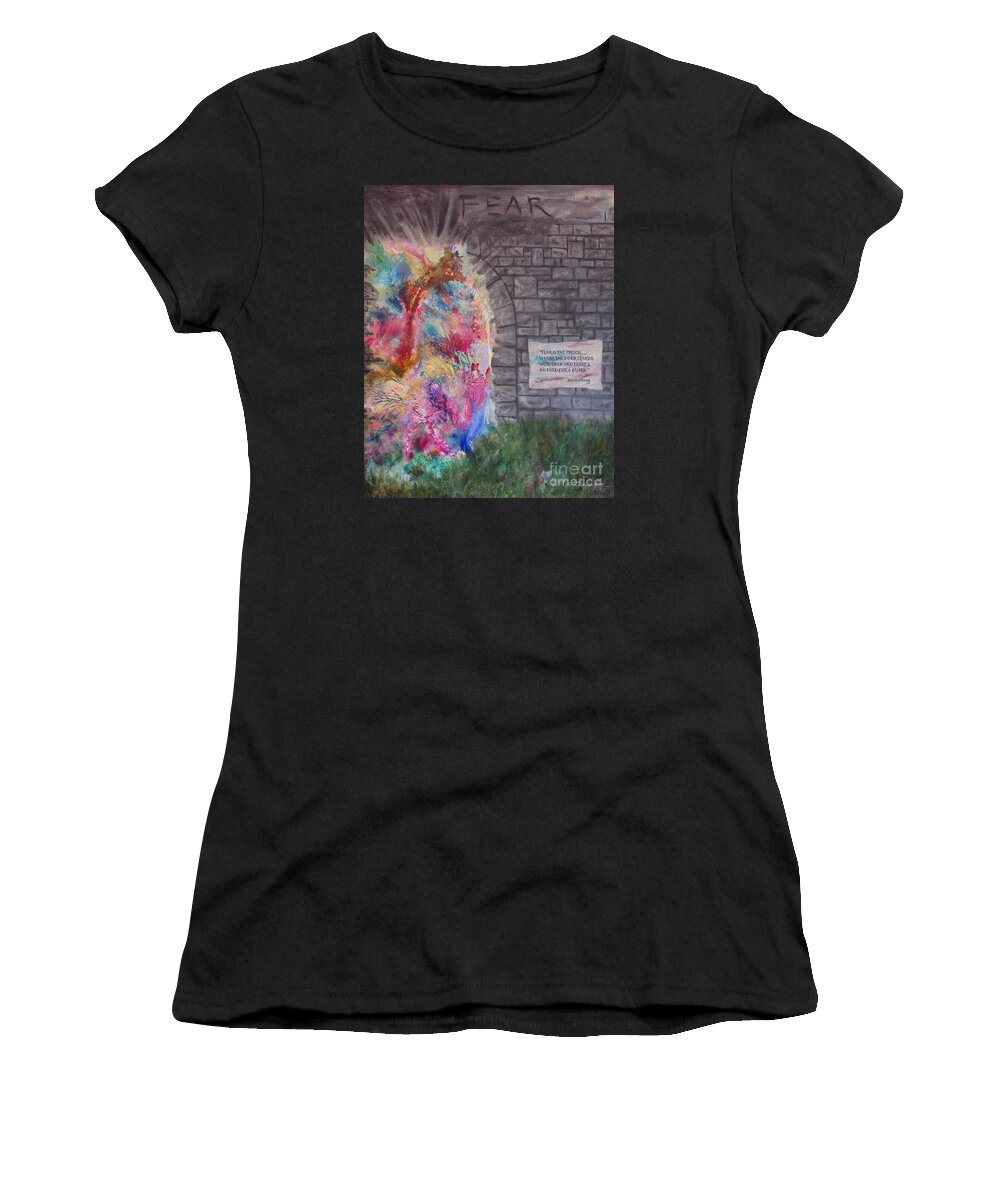 Fear Women's T-Shirt featuring the painting Fear Is The Prison... by Denise Hoag