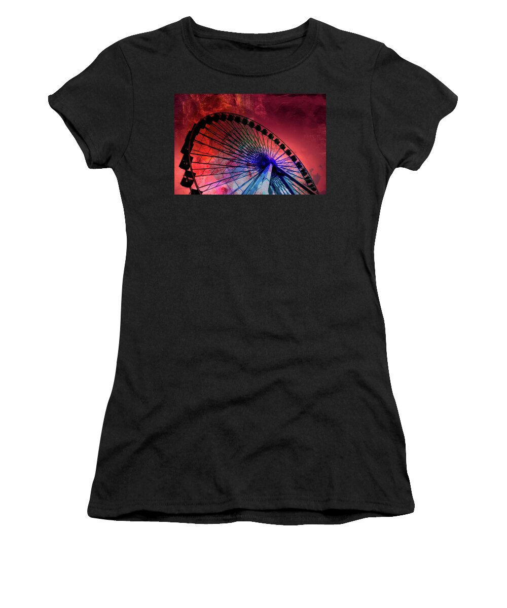 Louvre Women's T-Shirt featuring the mixed media Ferris 8 by Priscilla Huber