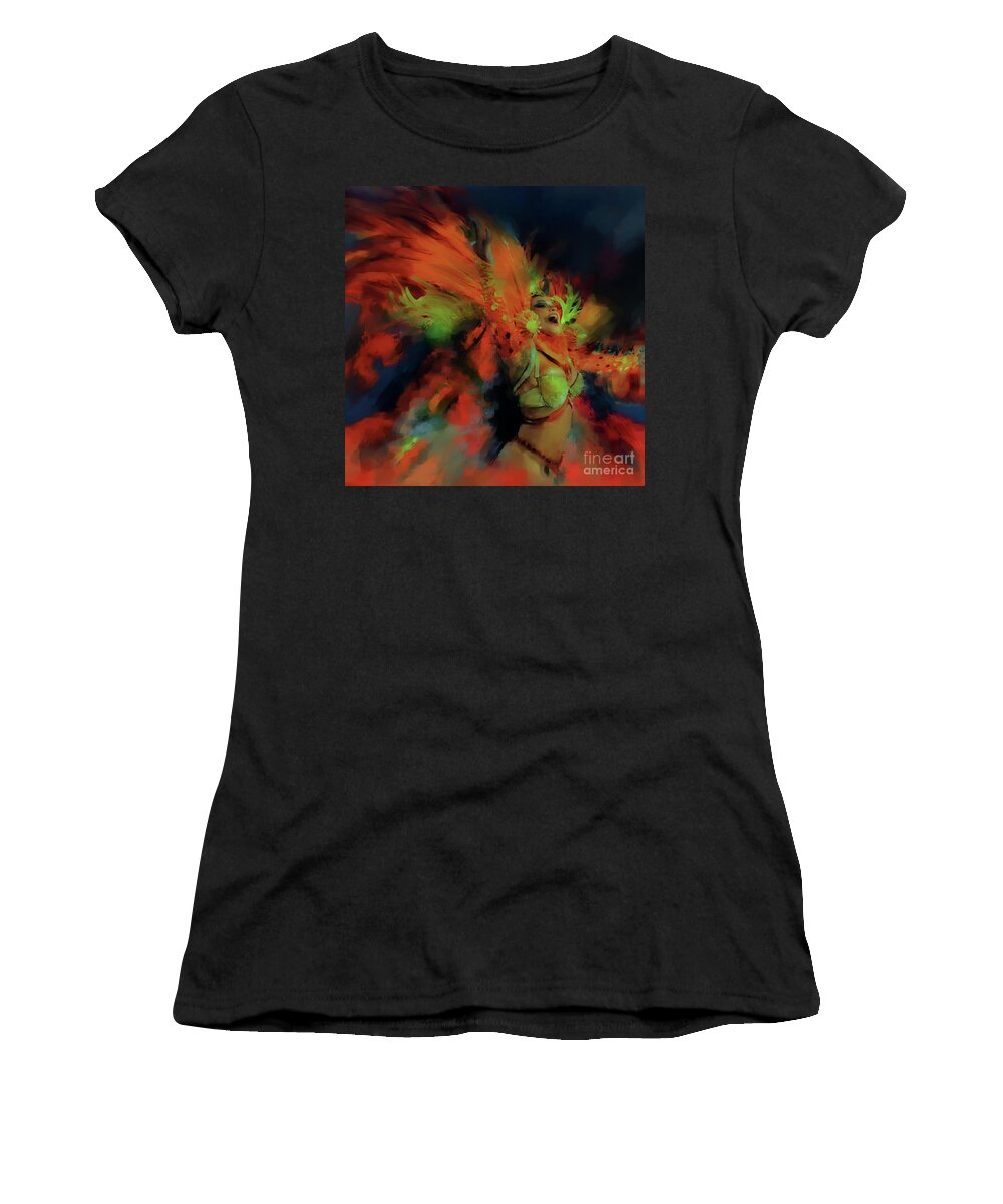Carnivals Women's T-Shirt featuring the painting Festival Dance 001 by Gull G