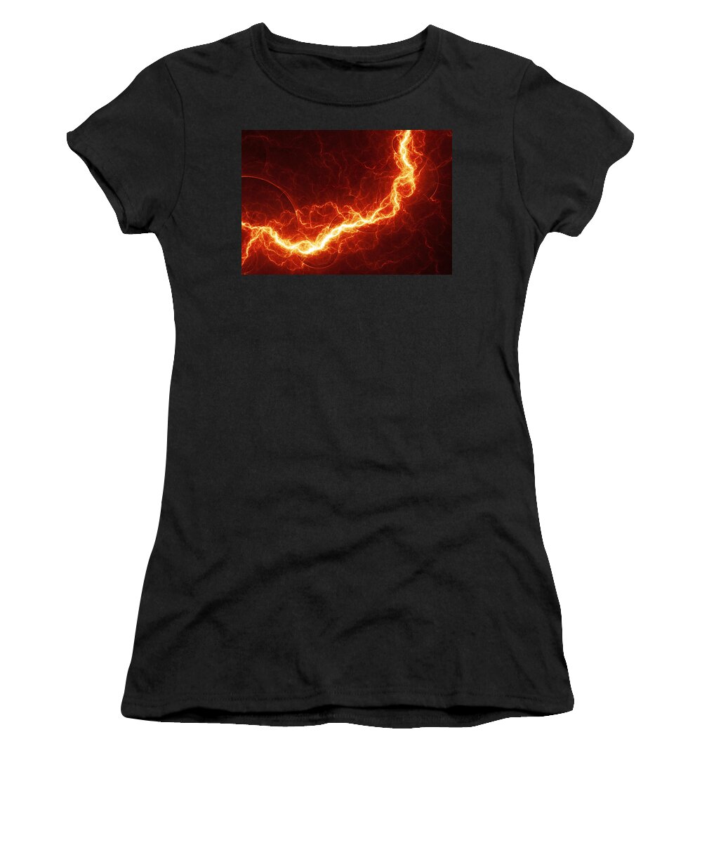 Lightninghot Women's T-Shirt featuring the digital art Fiery lightning by Martin Capek