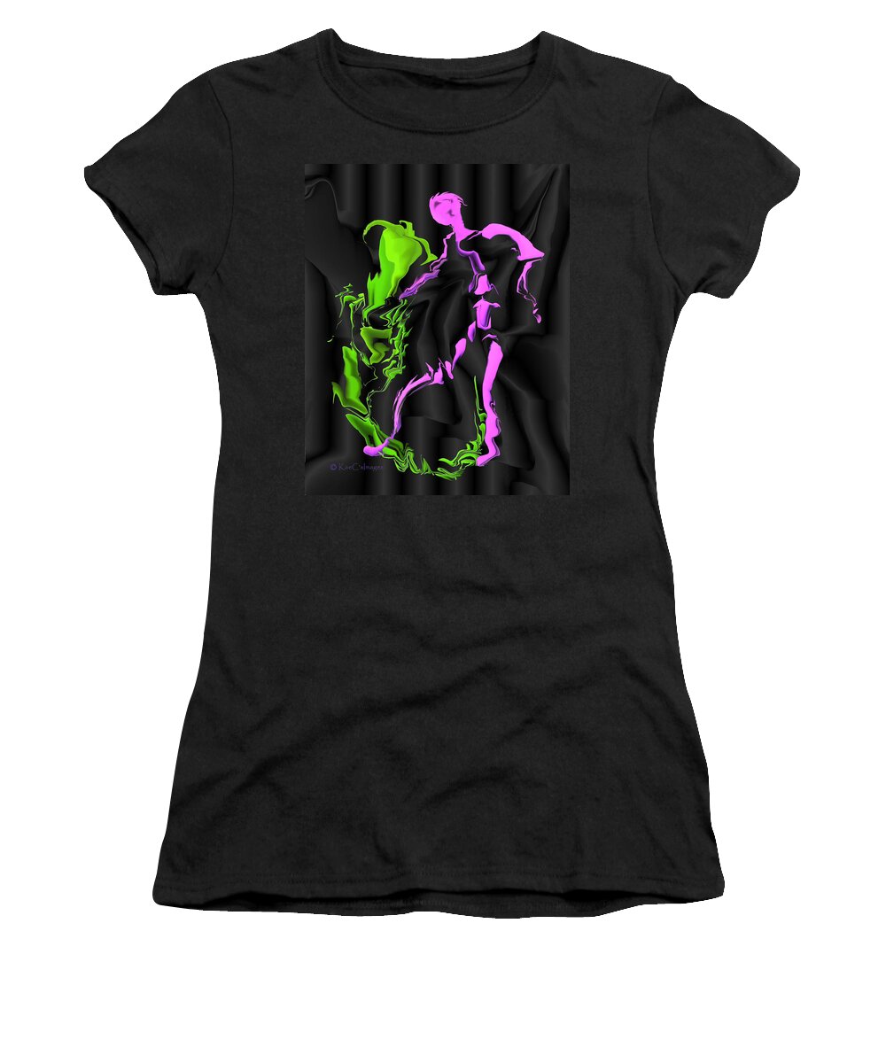 Digital Painting. Digital Abstract Women's T-Shirt featuring the digital art Fighting the Demon by Kae Cheatham