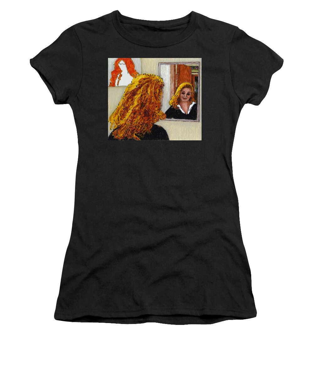 Searching Women's T-Shirt featuring the painting Finding Claudia by Phil Strang