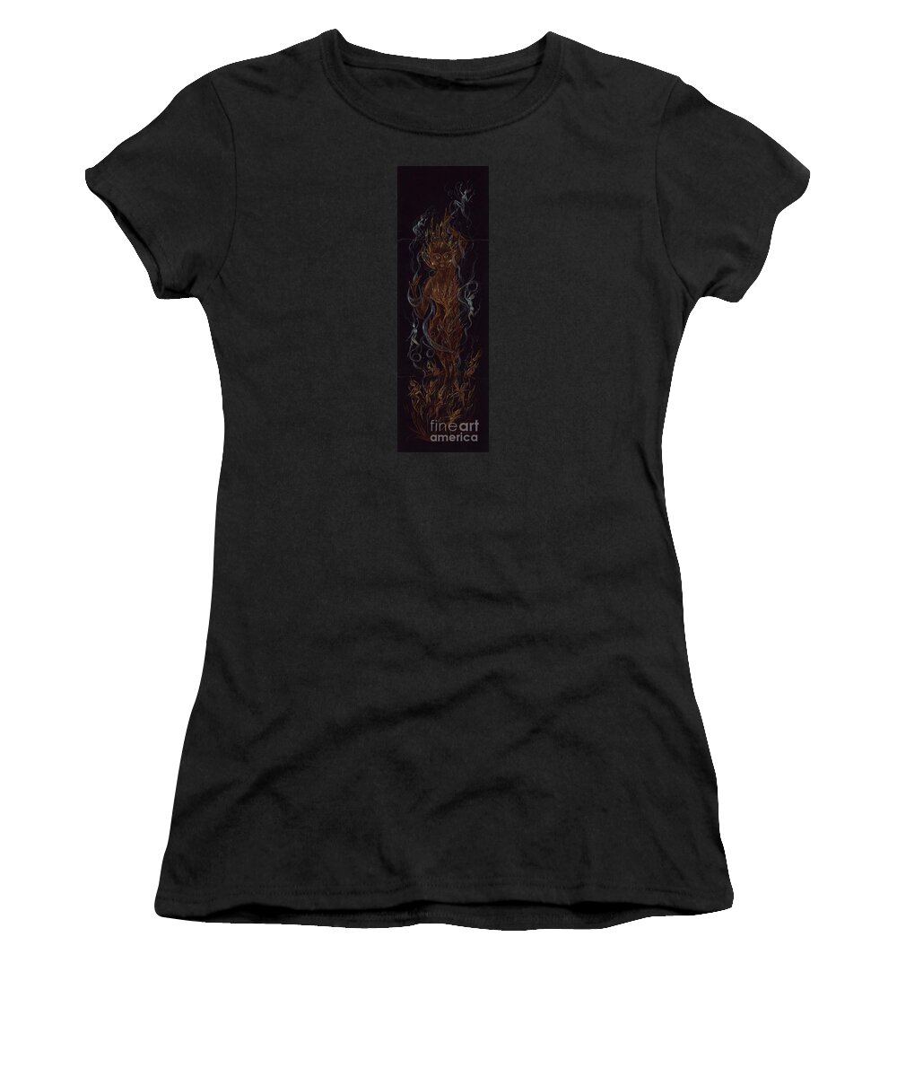 Fire Women's T-Shirt featuring the drawing Fire by Dawn Fairies