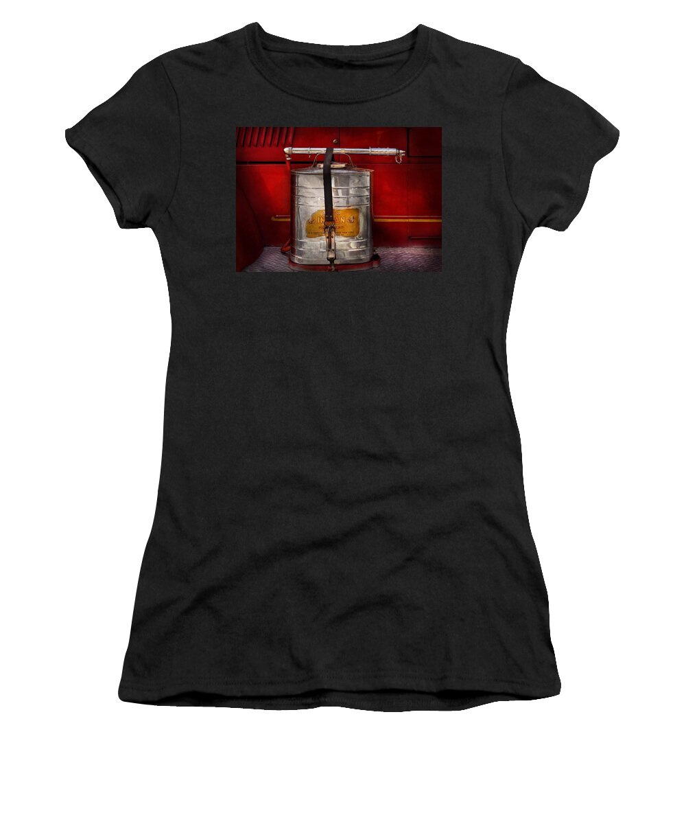 Suburbanscenes Women's T-Shirt featuring the photograph Fireman - Indian Pump by Mike Savad