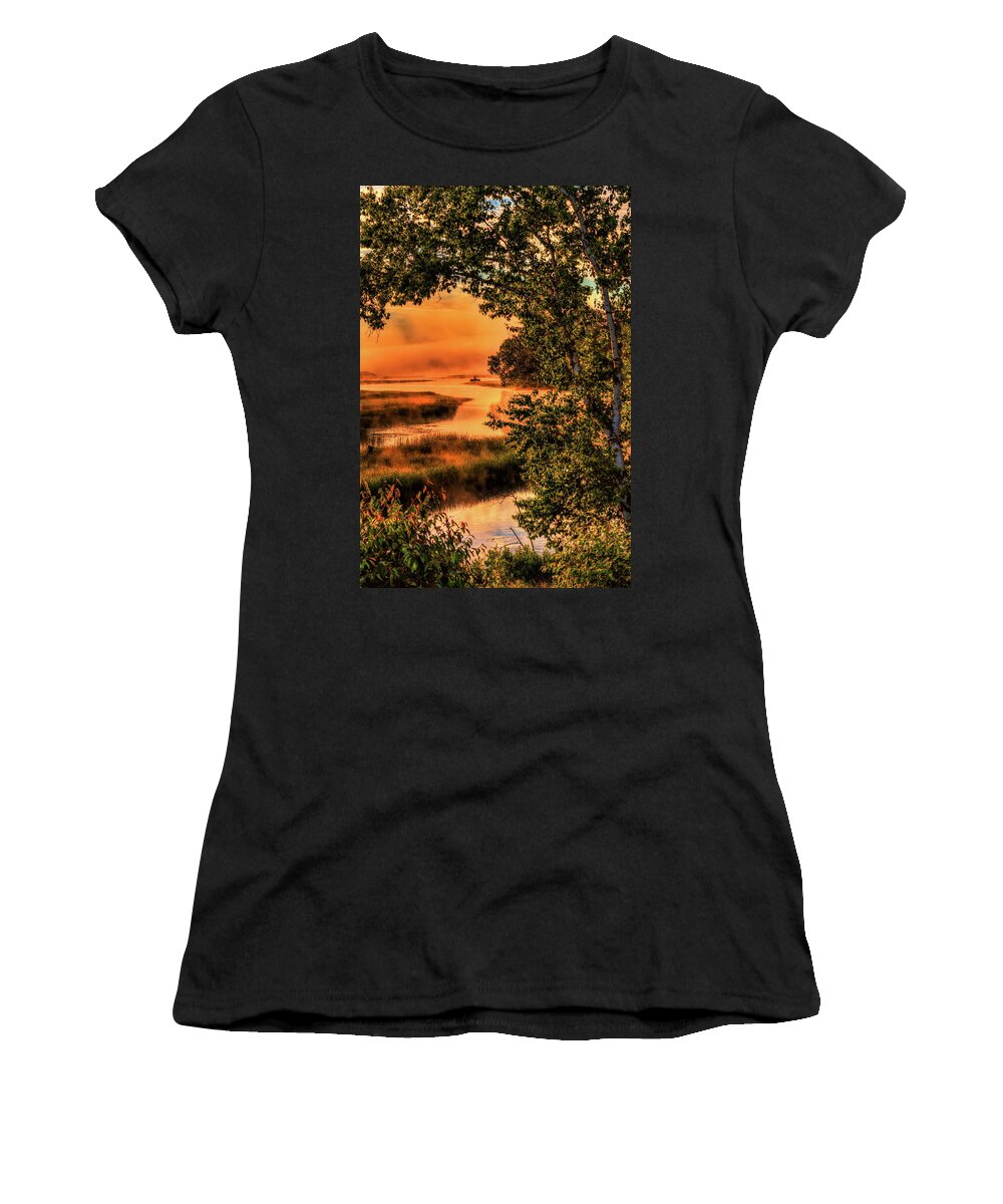 Backwater Women's T-Shirt featuring the photograph Fishing In The Fog by Dale Kauzlaric