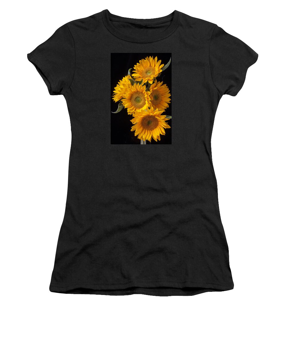 Five Women's T-Shirt featuring the photograph Five sunflowers by Garry Gay