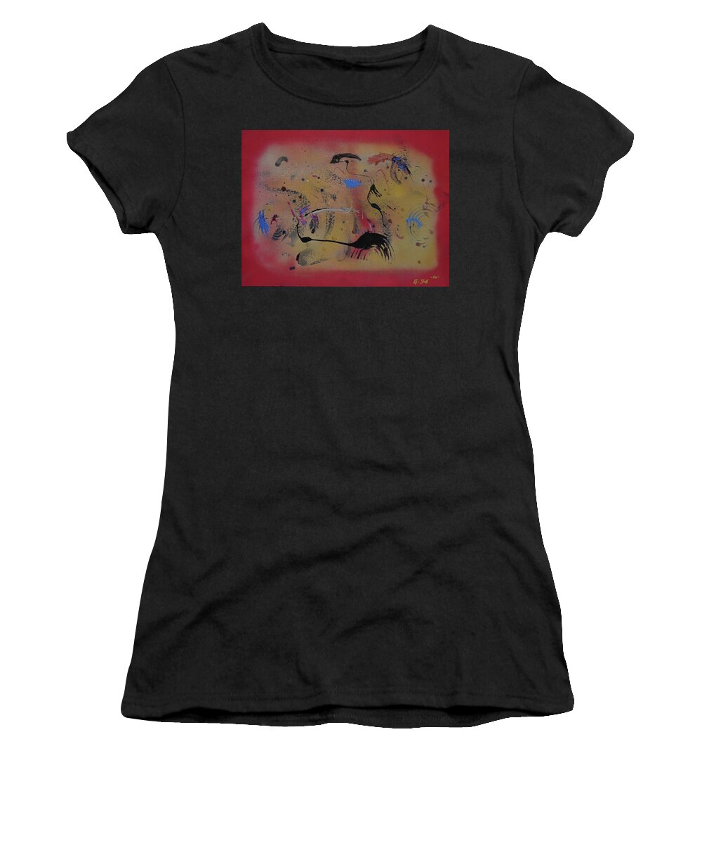 Pink Women's T-Shirt featuring the painting Flamingo's Paradise by Art By G-Sheff