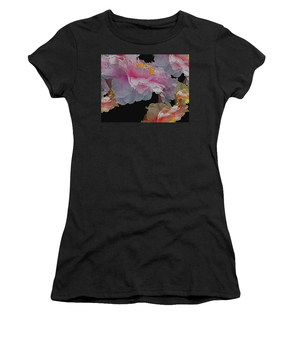Peony Fantasies Women's T-Shirt featuring the digital art Floating Bouquet 3 by Lynda Lehmann