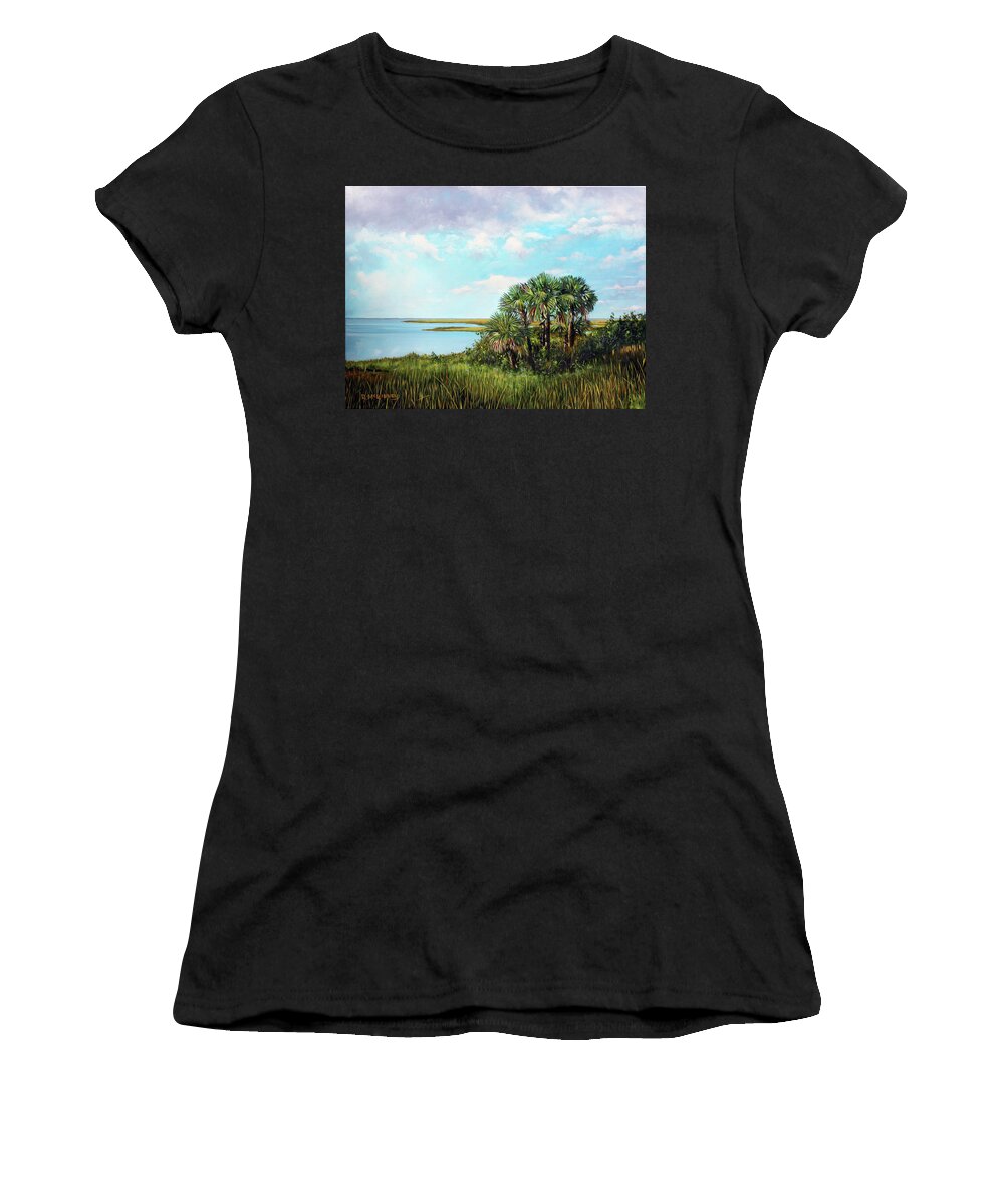 Sunset Women's T-Shirt featuring the painting Florida Palms by Rick McKinney