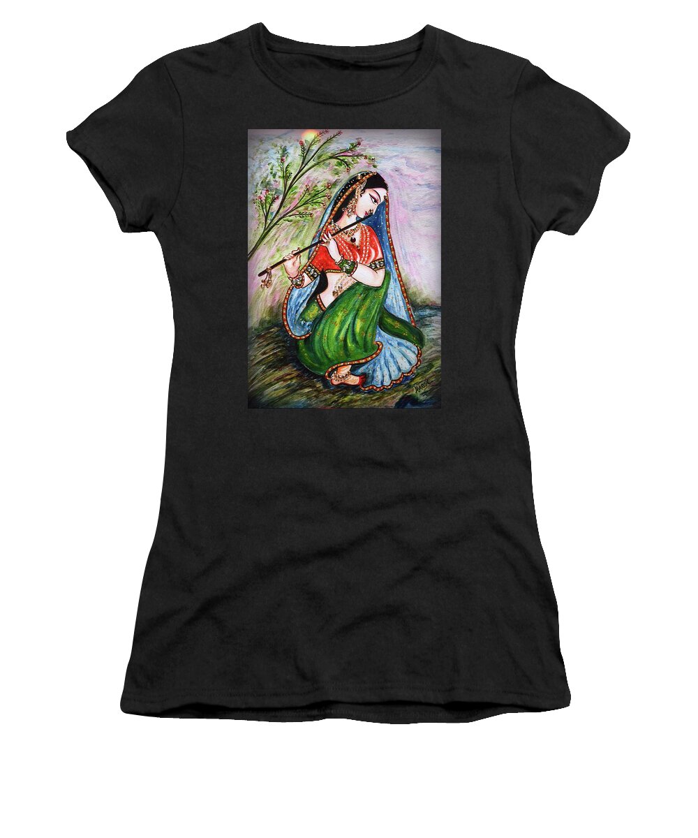 Radha Women's T-Shirt featuring the painting Flute Player by Harsh Malik