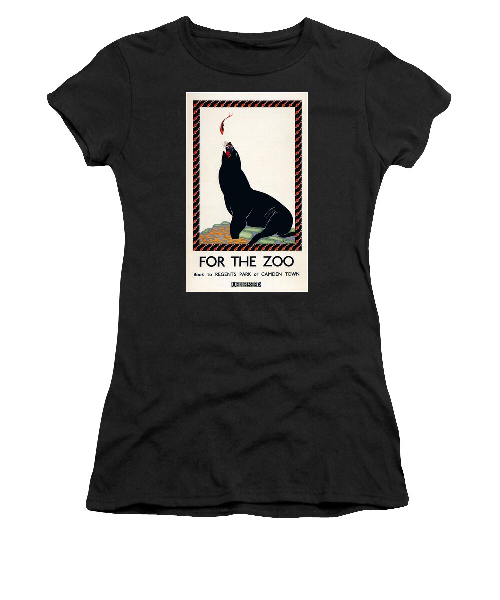 Zoo Women's T-Shirt featuring the mixed media For the Zoo, Book to Regent's Park or Camden Town - London Underground - Retro travel Poster by Studio Grafiikka