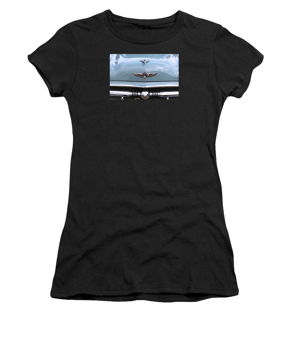 Antique Cars Women's T-Shirt featuring the photograph Ford - 1950 Hood Ornaments by Yvonne Wright