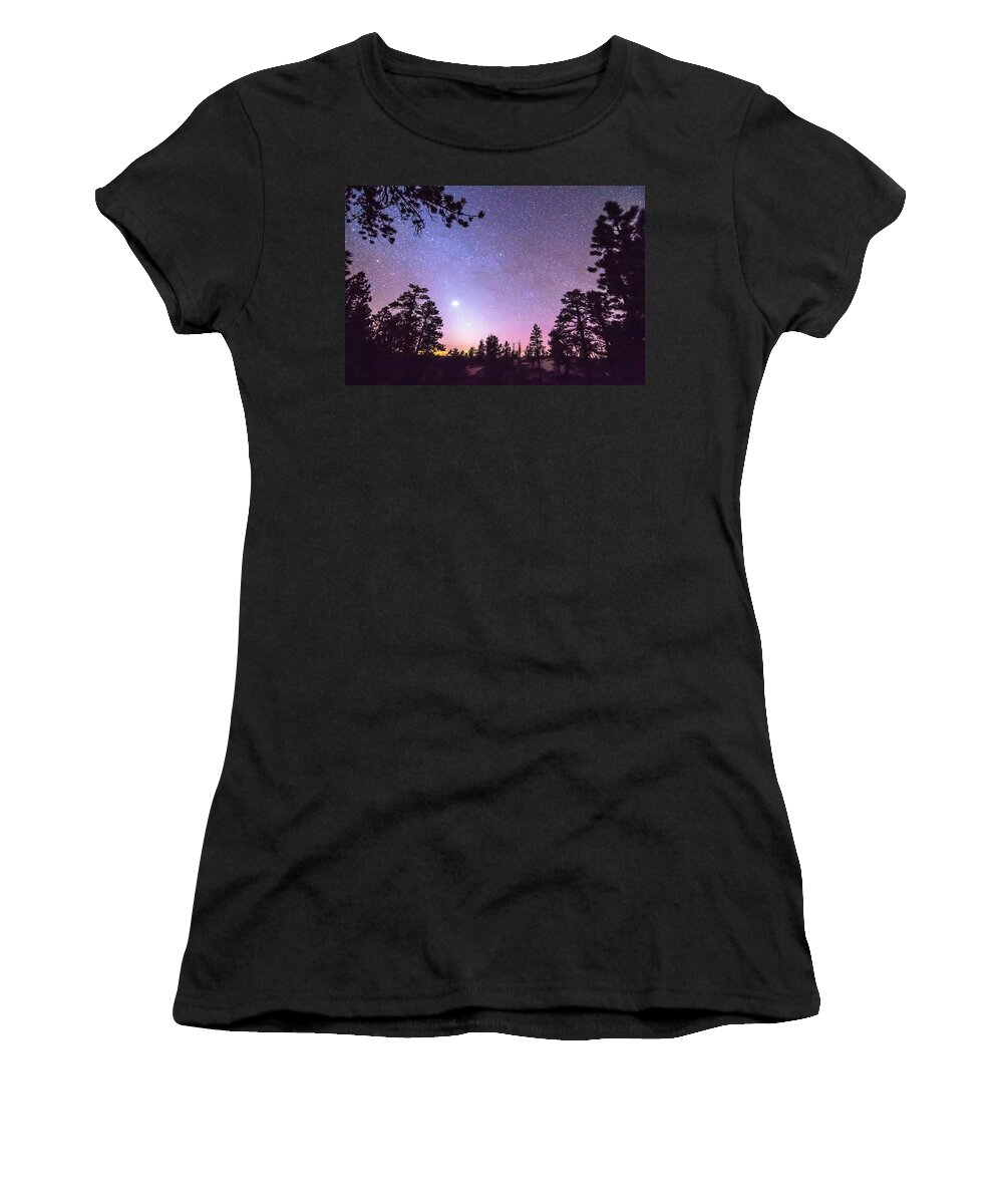 Sky Women's T-Shirt featuring the photograph Forest Night Star Delight by James BO Insogna