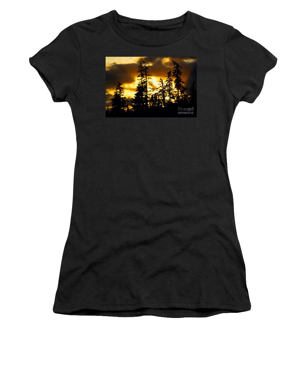 Sunset Women's T-Shirt featuring the photograph Forest Sunset by Nick Gustafson
