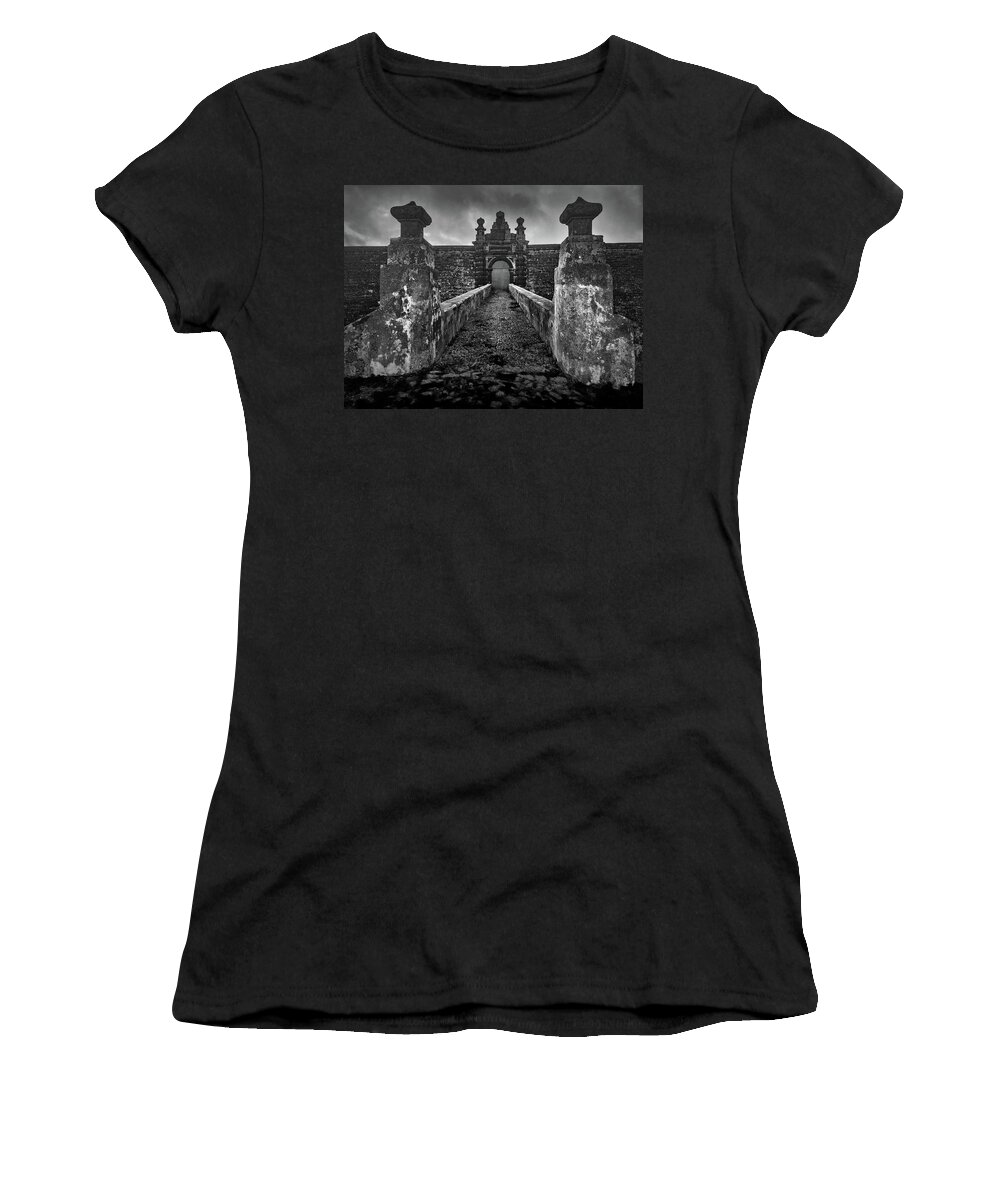 Kelly Hazel Women's T-Shirt featuring the photograph Fortress of Sao Joao Baptista, Monte Brasil, Terceira by Kelly Hazel