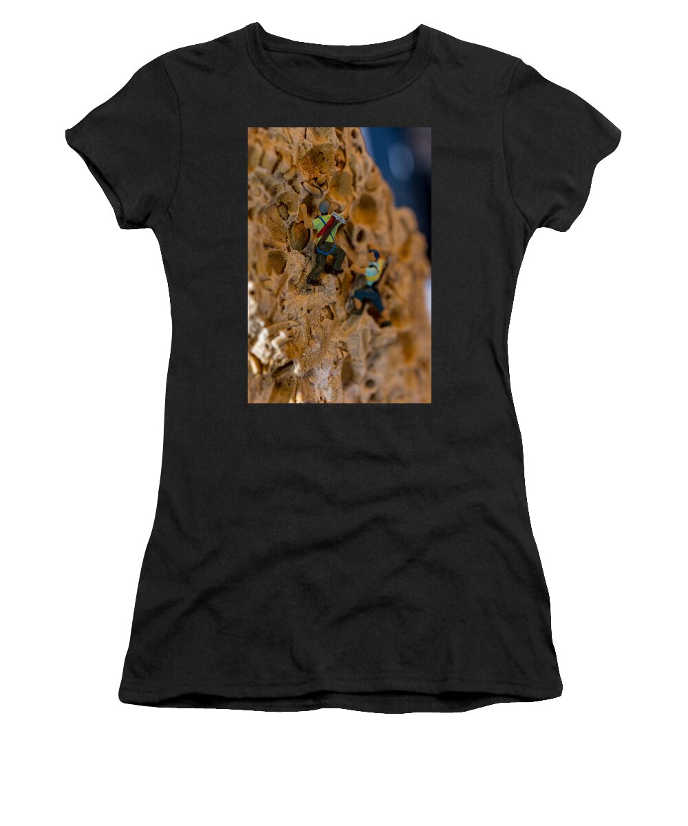Macro Women's T-Shirt featuring the photograph Fossil Rock climbing by Rainer Kersten