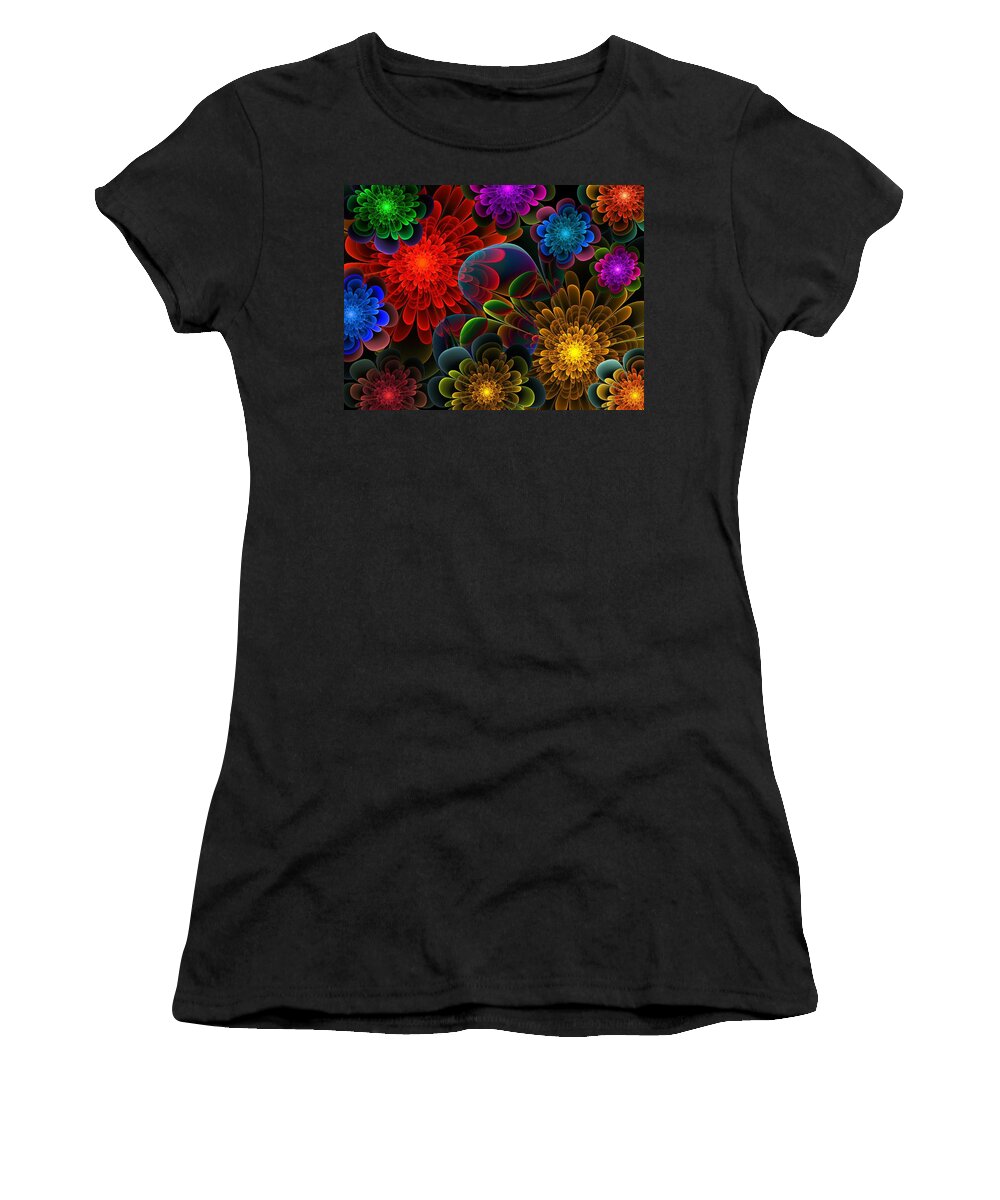 Abstract Women's T-Shirt featuring the digital art Fractal Bouquet by Lyle Hatch