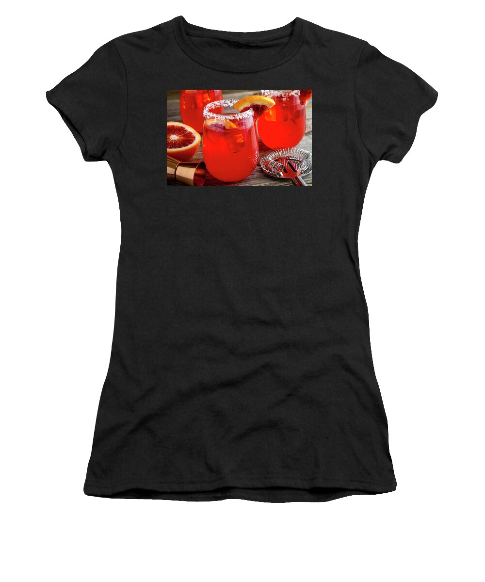 Hawthorne Strainer Women's T-Shirt featuring the photograph Fresh Blood Orange Margaritas by Teri Virbickis