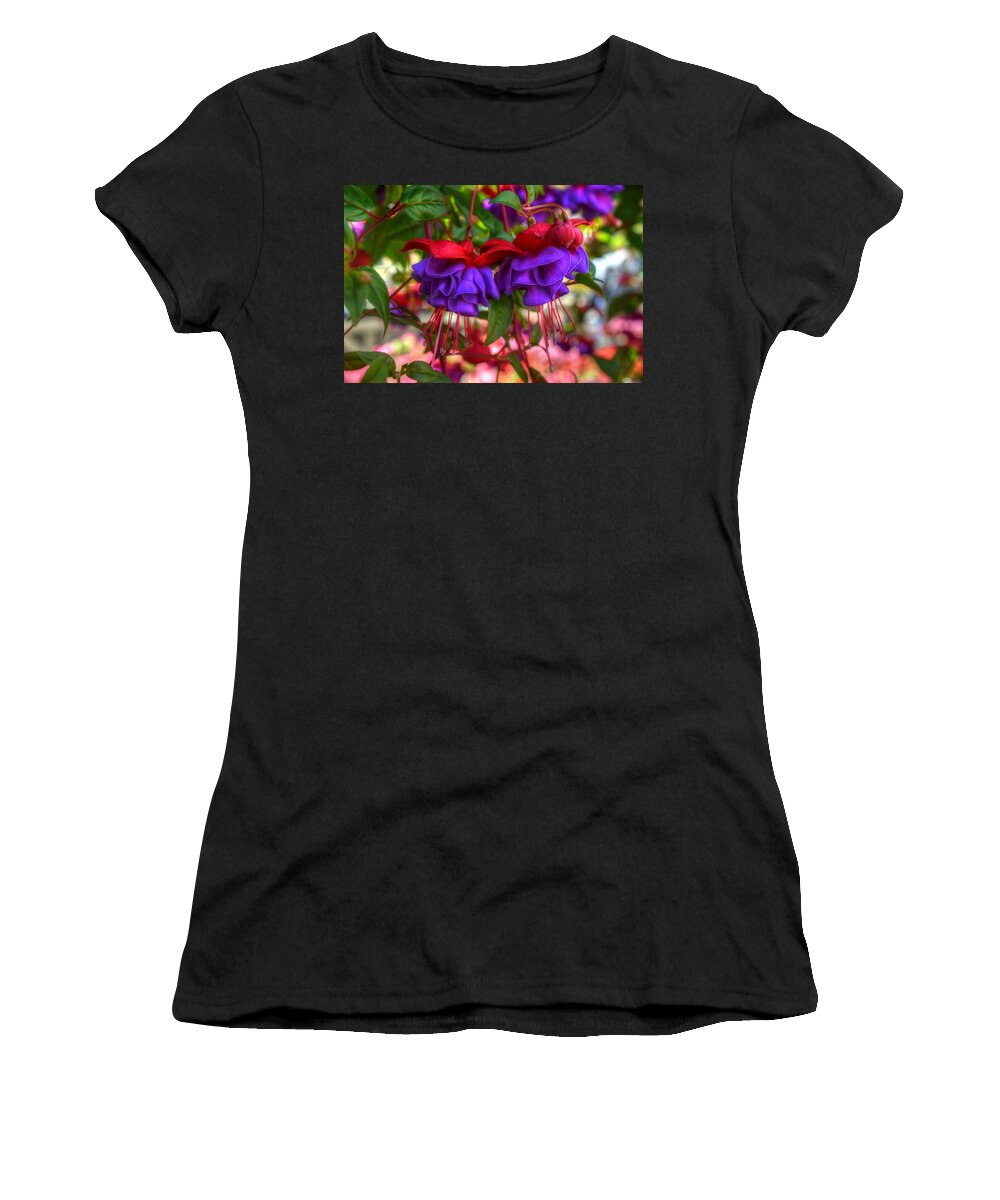 Fuchsia Women's T-Shirt featuring the photograph Fuchsia blooms by Ronda Ryan