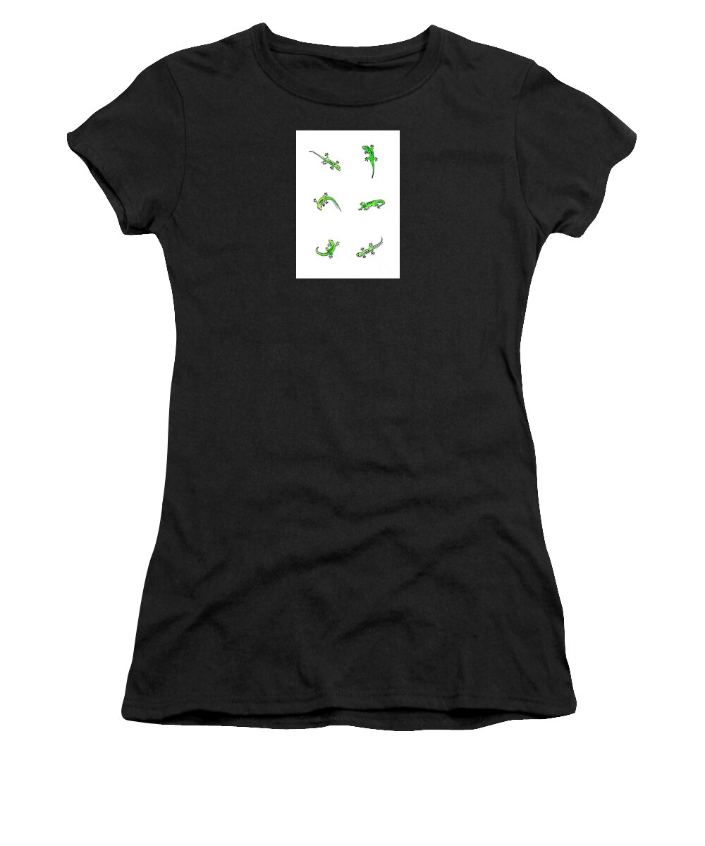 Gecko Women's T-Shirt featuring the painting Gecko Play by Diane Thornton