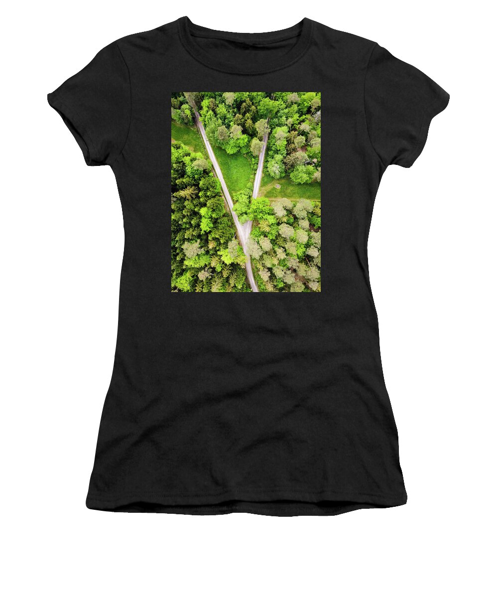 Forest Women's T-Shirt featuring the photograph Geometric Landscape 02 Forest Path by Matthias Hauser