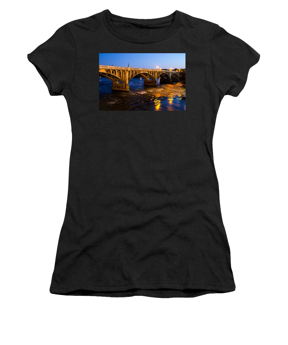 Gervais Street Bridge Women's T-Shirt featuring the photograph Gervais Street Bridge at Twilight by Charles Hite