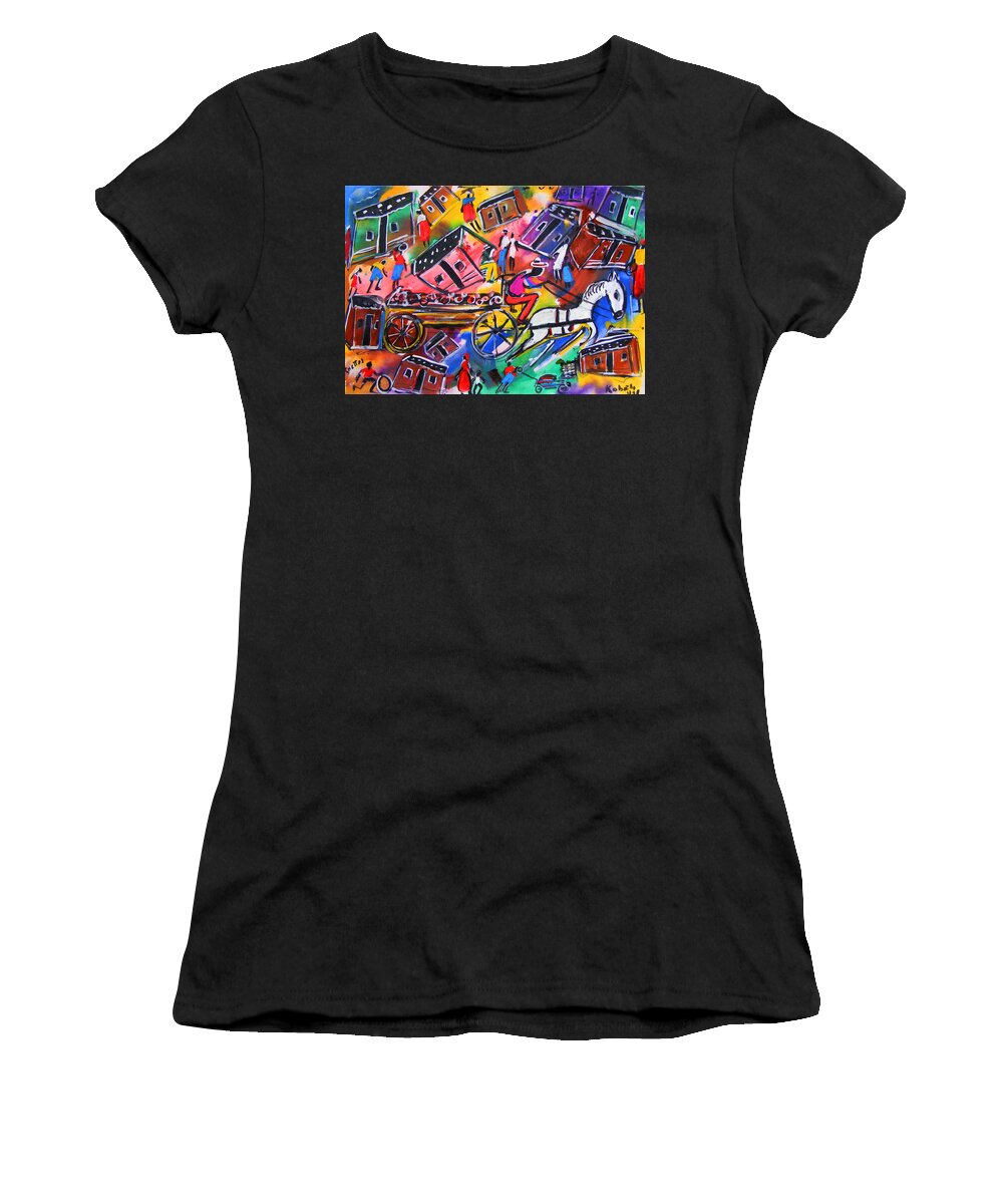 Soweto Gold Collection Women's T-Shirt featuring the painting Ghettos by Eli Kobeli