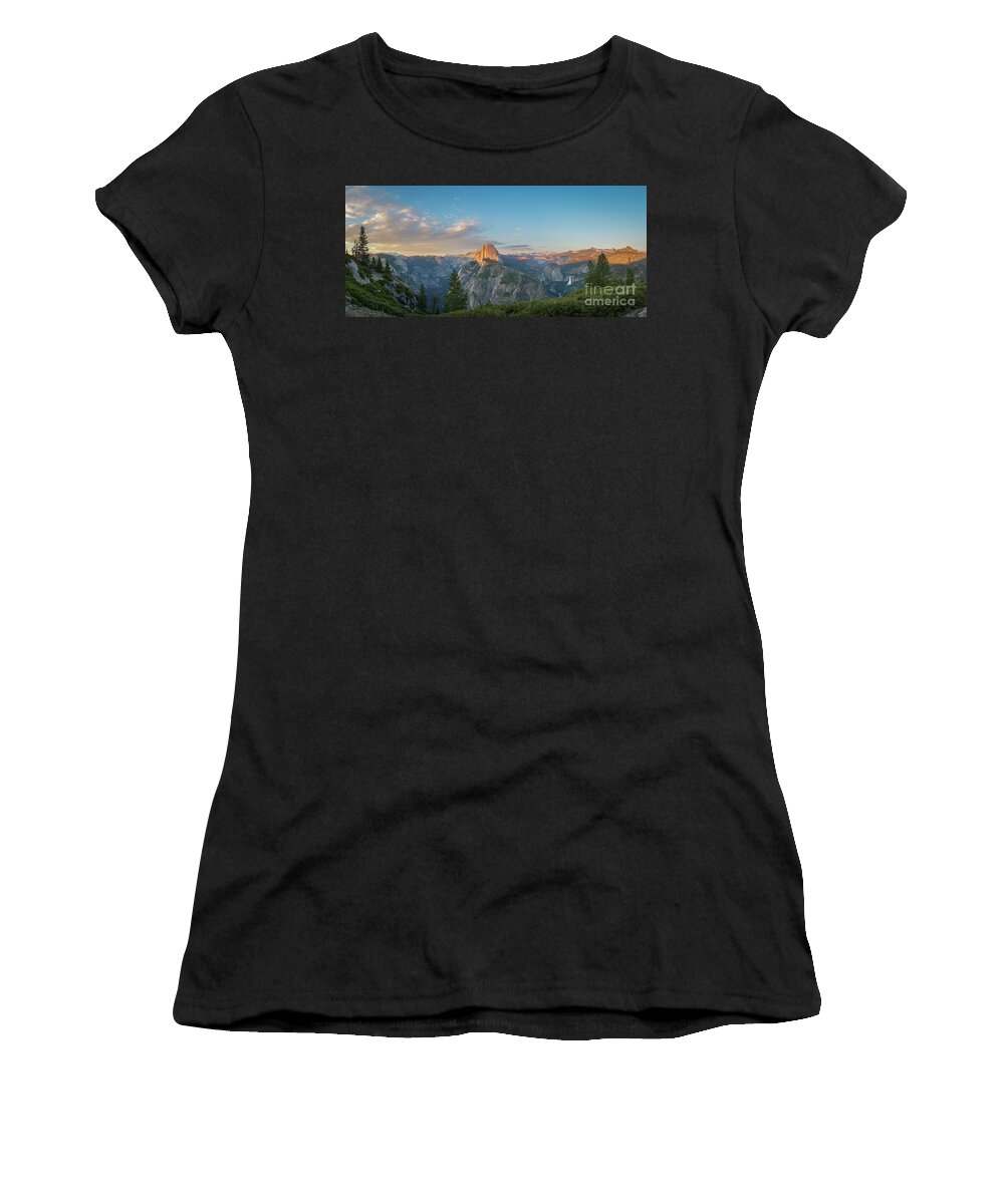 Yosemite Valley Women's T-Shirt featuring the photograph Glacier Point Amphitheater Panorama by Michael Ver Sprill