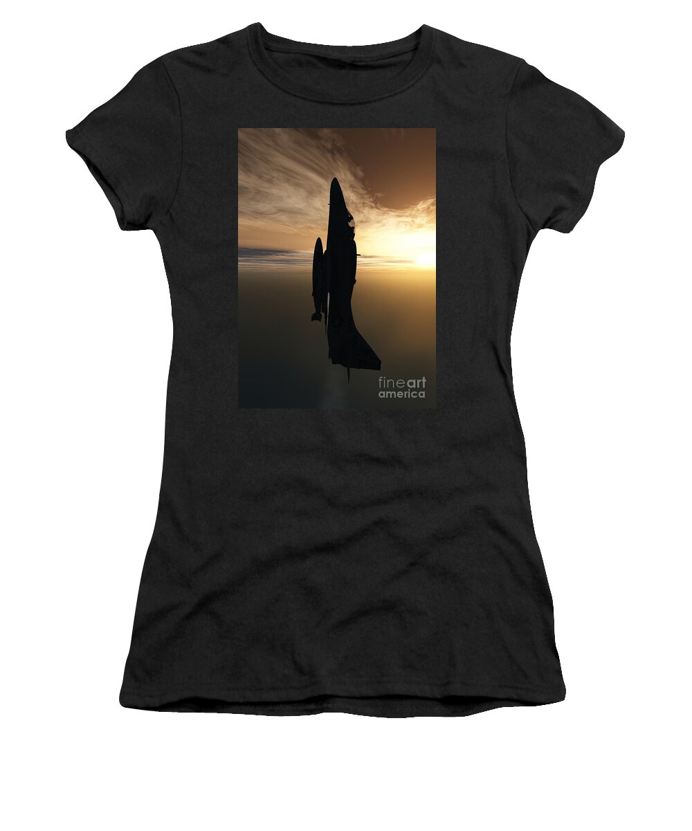 Aviation Women's T-Shirt featuring the digital art Going Vertical by Richard Rizzo