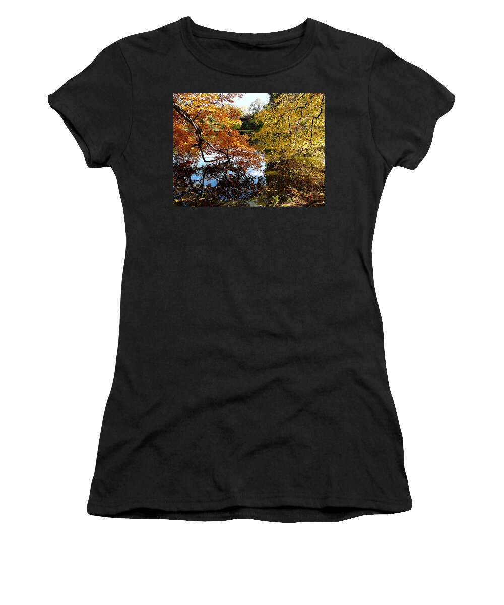 Autumn Women's T-Shirt featuring the photograph Golden Autumn Trees by Susan Savad