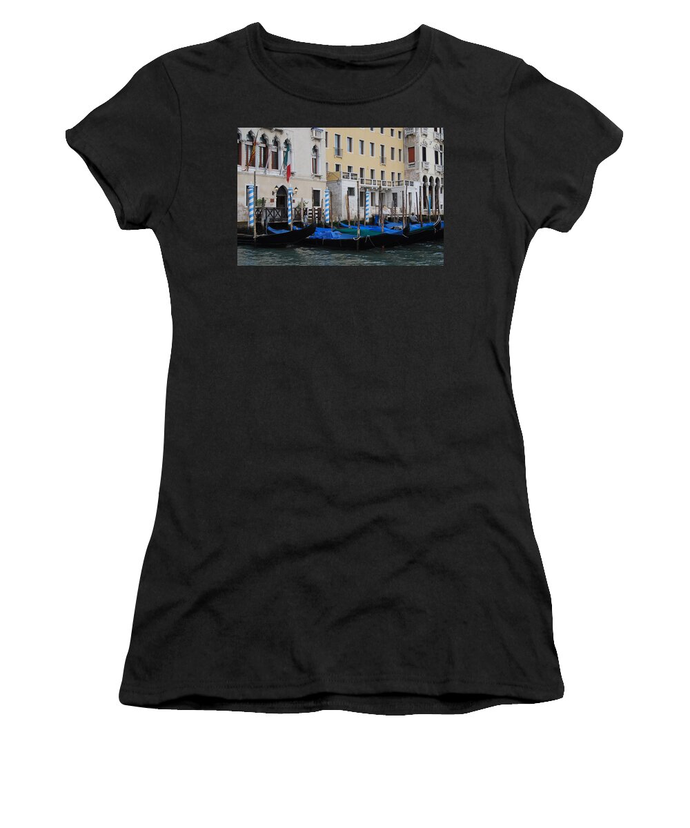 Venice Women's T-Shirt featuring the photograph Gondolas at Rest by Caroline Stella