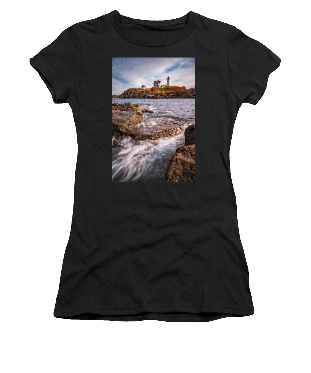 Nubble Lighthouse Women's T-Shirt featuring the photograph Good Morning Nubble by Darren White