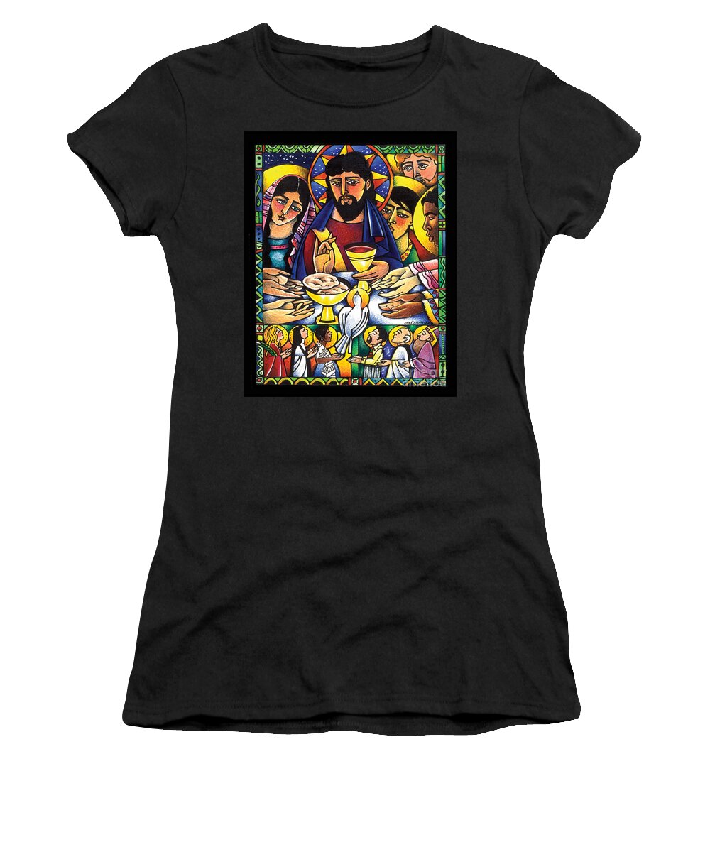 Gospel Feast Women's T-Shirt featuring the painting Gospel Feast - MMGOF by Br Mickey McGrath OSFS