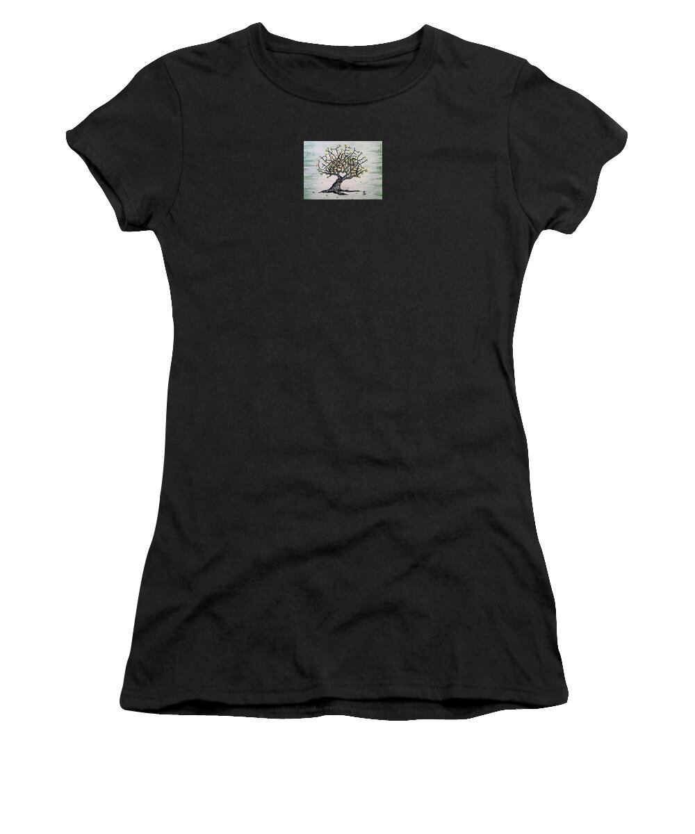 Grateful Women's T-Shirt featuring the drawing Grateful Love Tree by Aaron Bombalicki