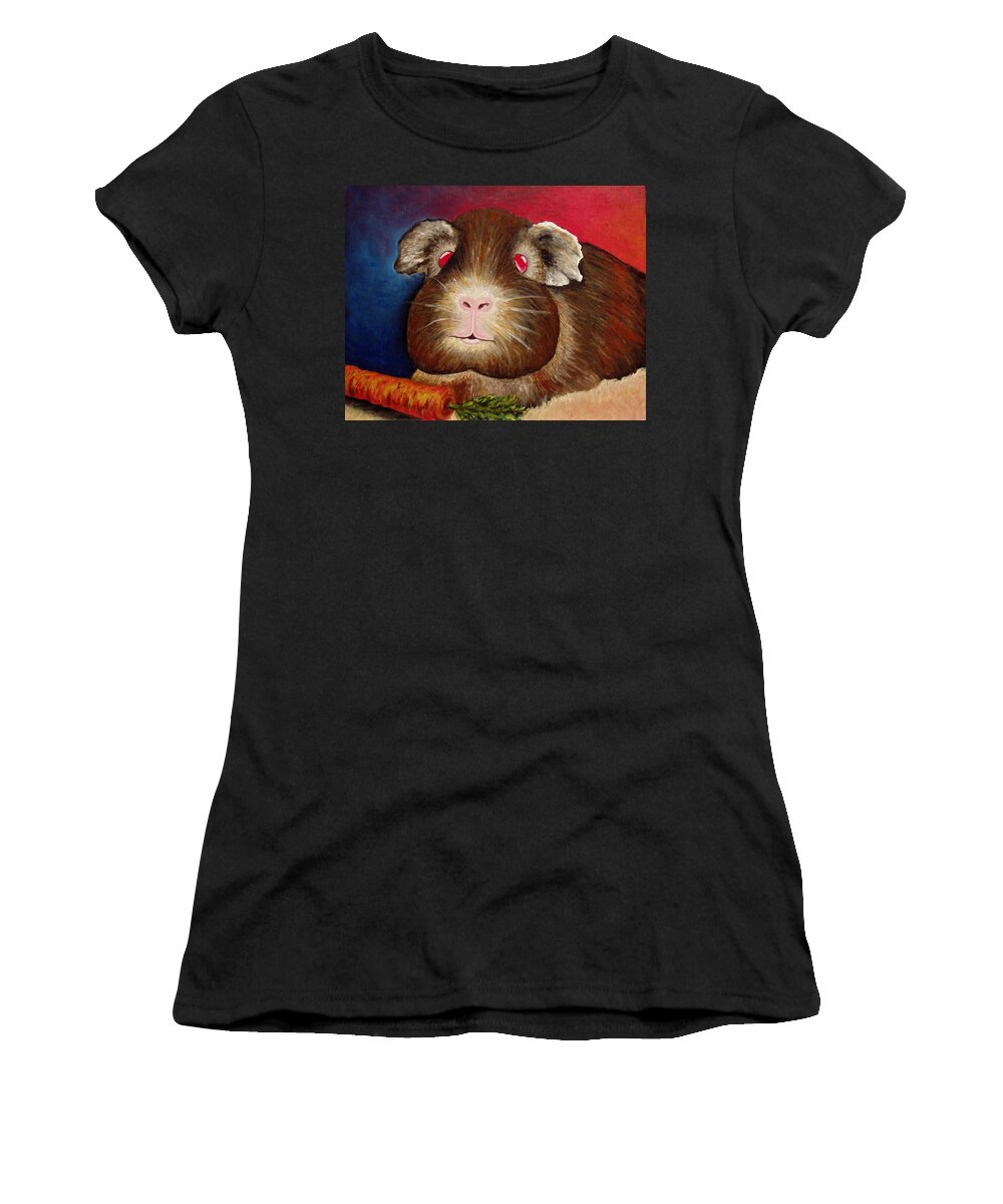Pet Women's T-Shirt featuring the painting Guinea Pig Portrait by Nancy Mueller