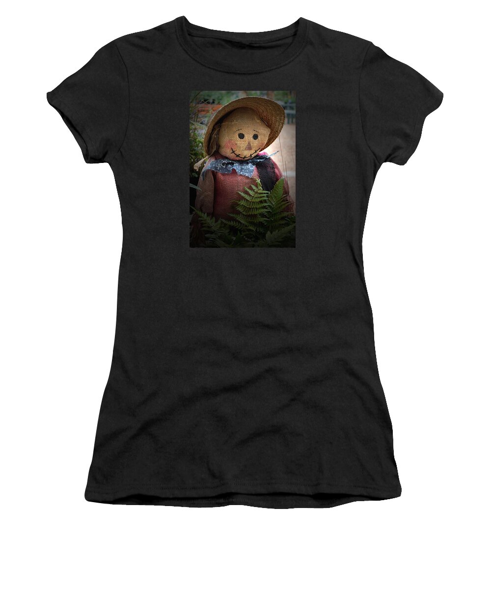 Fall Women's T-Shirt featuring the photograph Happy Scarecrow by Karen Harrison Brown