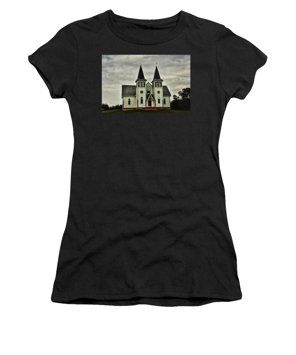 Haunted Women's T-Shirt featuring the photograph Haunted Kipling Church by Ryan Crouse