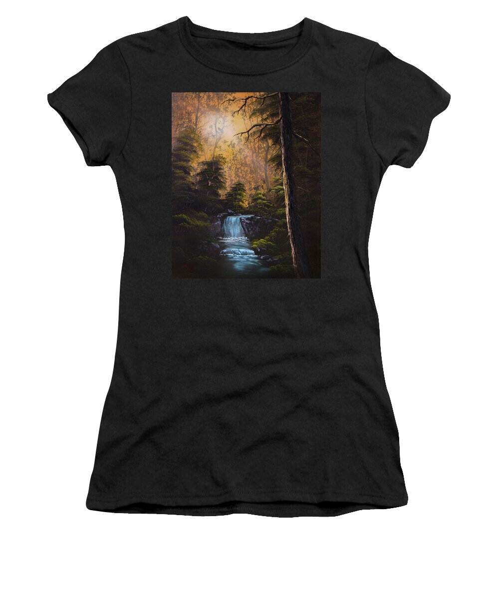 Landscape Women's T-Shirt featuring the painting Hidden Brook by Chris Steele