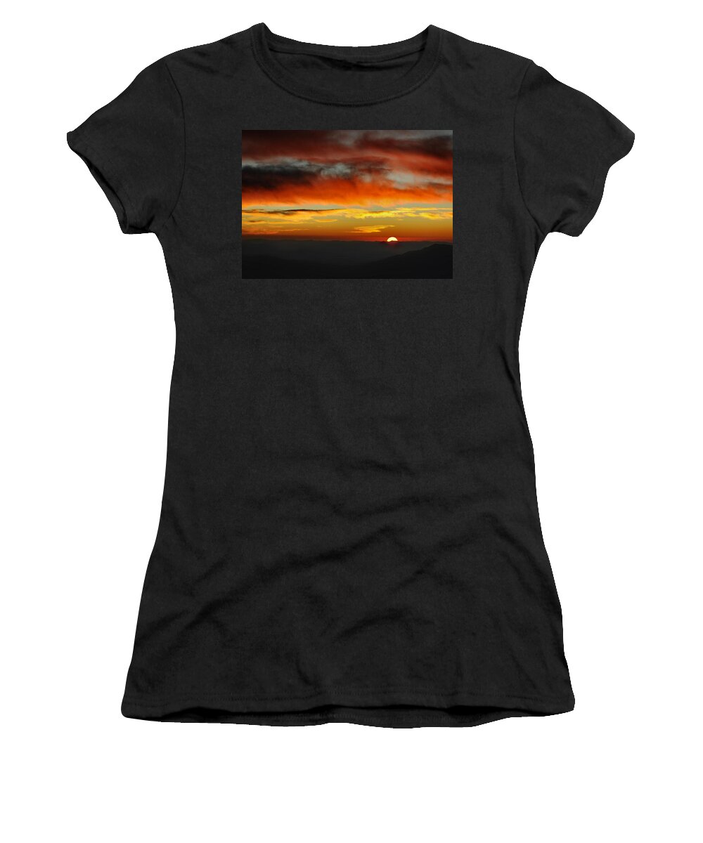 Sunset Women's T-Shirt featuring the photograph High Altitude Fiery Sunset by Joe Bonita