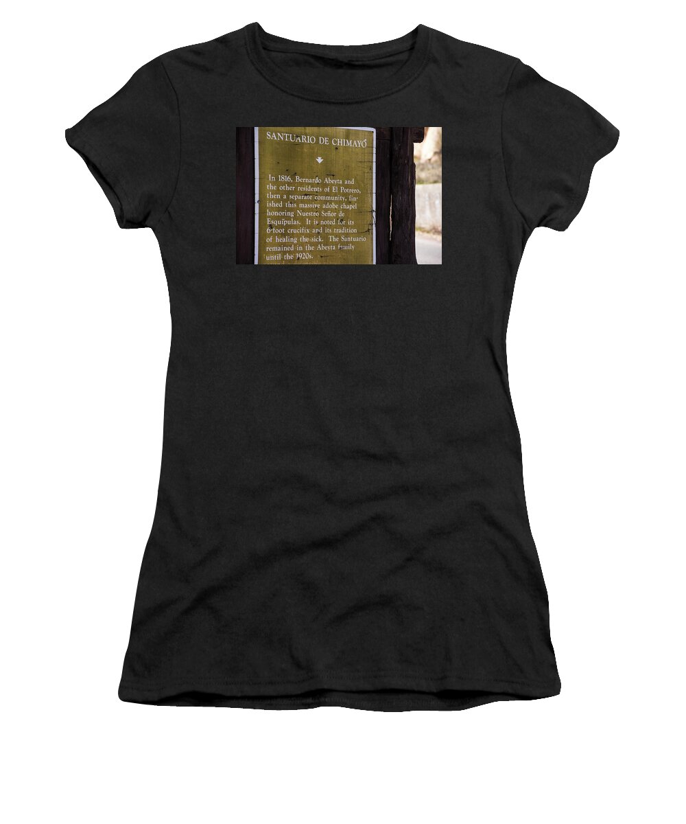 New Mexico Women's T-Shirt featuring the photograph Historic Marker for the Santuario by Tom Cochran