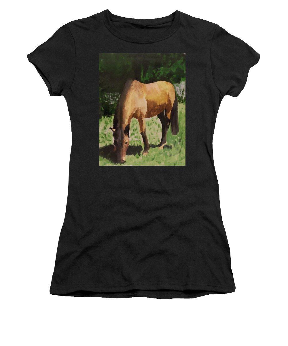 Watercolour Women's T-Shirt featuring the painting Horse by Abbie Shores