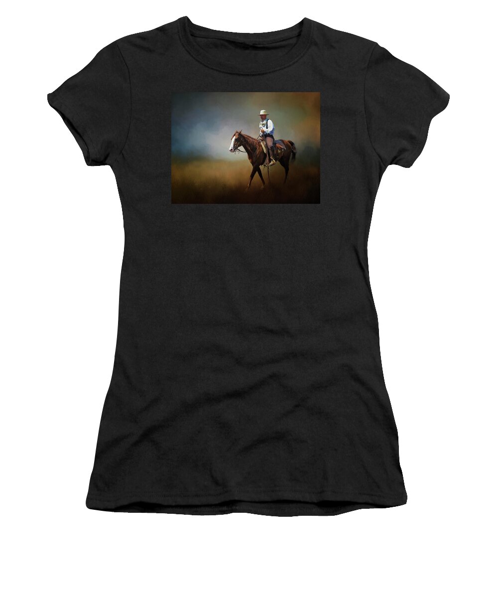 Animal Women's T-Shirt featuring the photograph Horse Ride at the End of Day by David and Carol Kelly