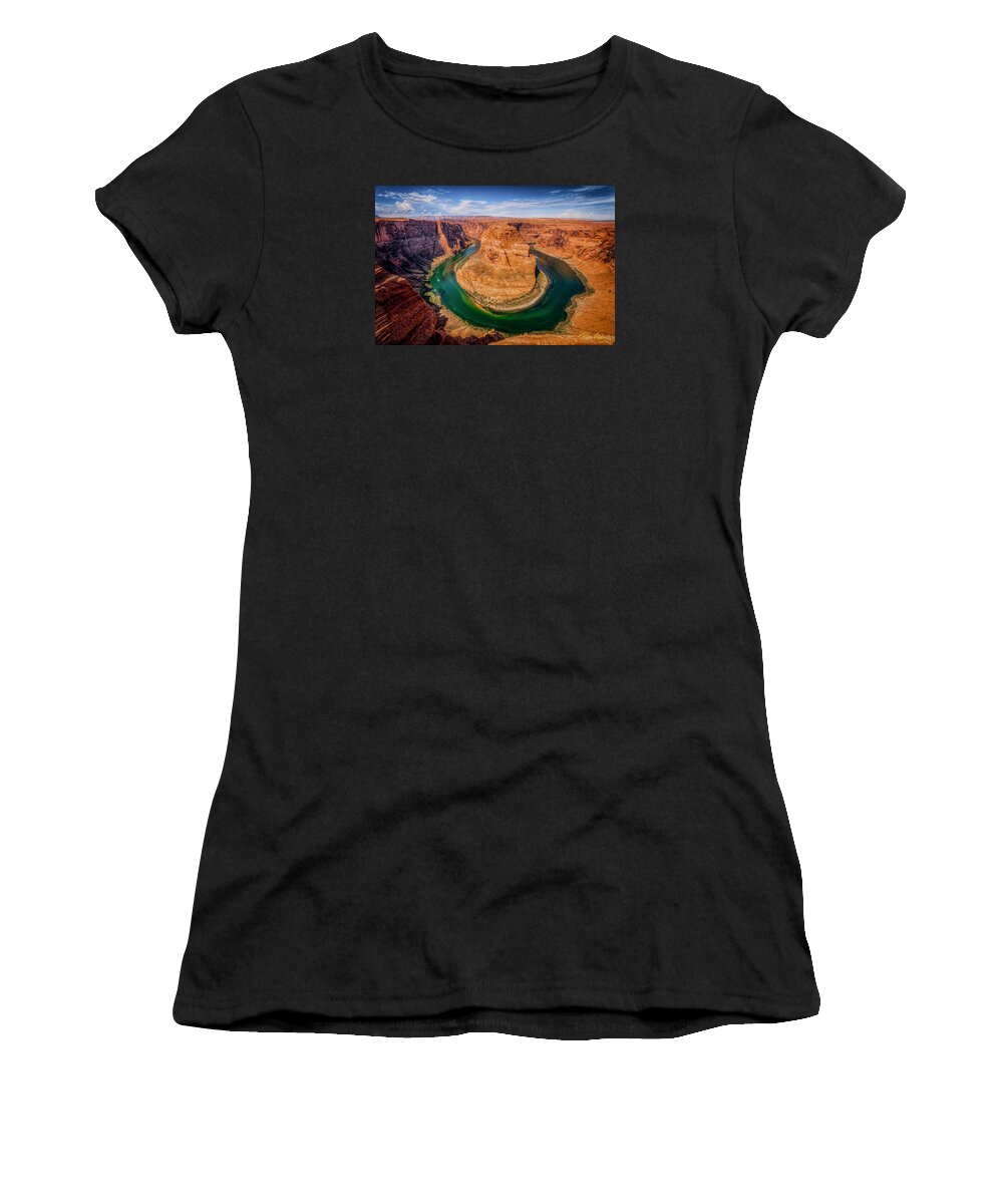 Horseshoe Bend Women's T-Shirt featuring the photograph Horseshoe Bend by Rikk Flohr