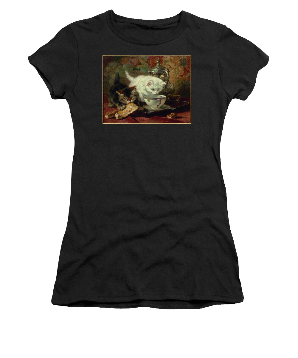 Henriette Ronner-knip (dutch Women's T-Shirt featuring the painting Hot tea by MotionAge Designs