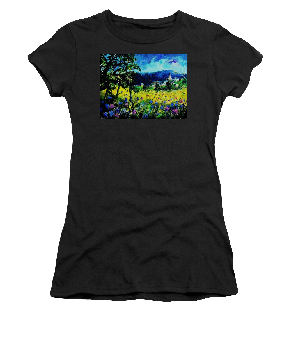 Flowers Women's T-Shirt featuring the painting Houyet 68 by Pol Ledent